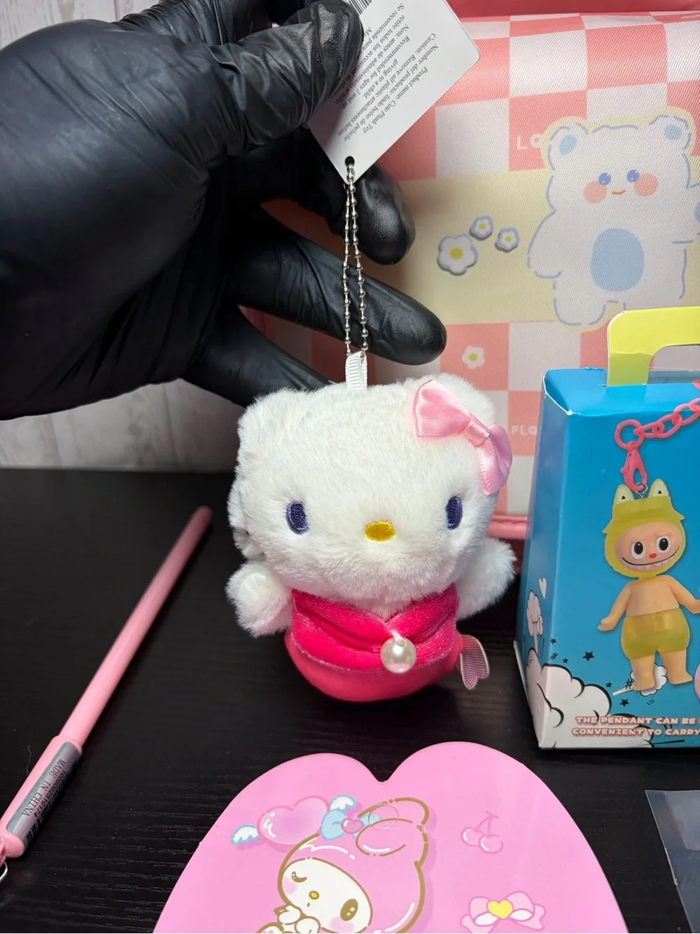 Sanrio Pink Checkered Kids Toiletry Bag with Bear Design FILLED WITH GOODIES!!